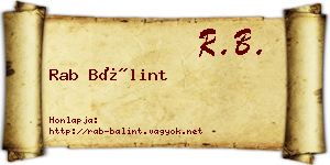 Rab Bálint névjegykártya