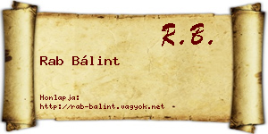 Rab Bálint névjegykártya